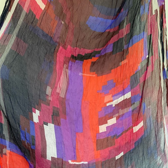 Club Monaco Color Block 100% Silk Scarf - Picture 2 of 3